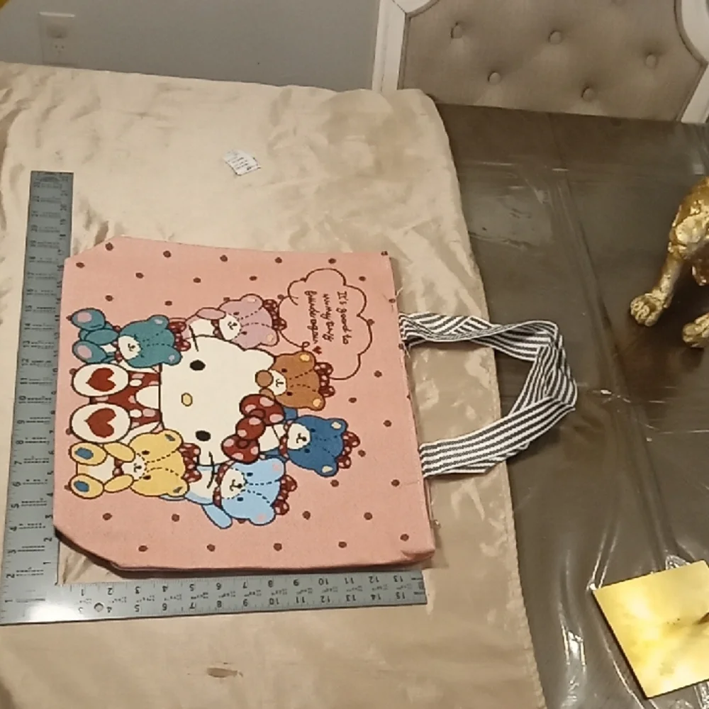 Cute Pink Tote Bag with Bear Print Hello Kitty NWOT